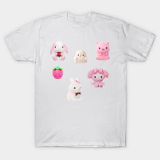 Pink Kawaii Plushies Sticker Pack T-Shirt